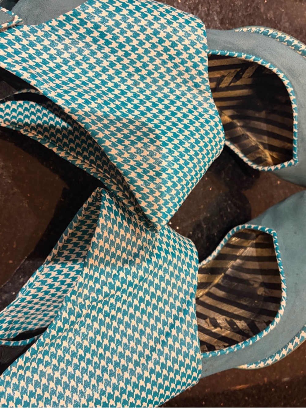 Irregular Choice Vintage Teal Houndstooth Fold-Over Ankle Boots - Picture 10 of 10